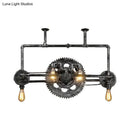 GobekUsa Coastal 6-Light Metal Island Pendant with Gear Design in Silver Gray