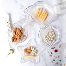 Coastal blue glass seashell dish plate saucer dining room snack set by Decorbites