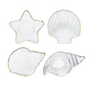 Coastal blue glass seashell dish plate saucer dining room snack set by Decorbites