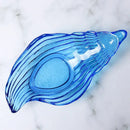 Coastal blue glass seashell dish plate saucer dining room snack set by Decorbites