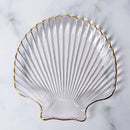 Coastal blue glass seashell dish plate saucer dining room snack set by Decorbites