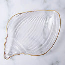 Coastal blue glass seashell dish plate saucer dining room snack set by Decorbites