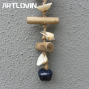 Coastal blue & white fish drift wood bells living room wall decor by Decorbites