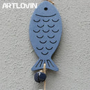 Coastal blue & white fish drift wood bells living room wall decor by Decorbites