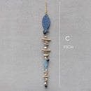 Coastal blue & white fish drift wood bells living room wall decor by Decorbites
