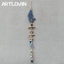 Coastal blue & white fish drift wood bells living room wall decor by Decorbites