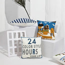 Coastal chic greek architecture cushion cover living room blue & white by Decorbites