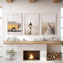California Beach Set of 3 Prints. Surfer, Retro Van Decor by Wall Art Set