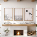 Black White Coastal Wall Art Set: Palms, Ocean, Lifeguard by Wall Art Set