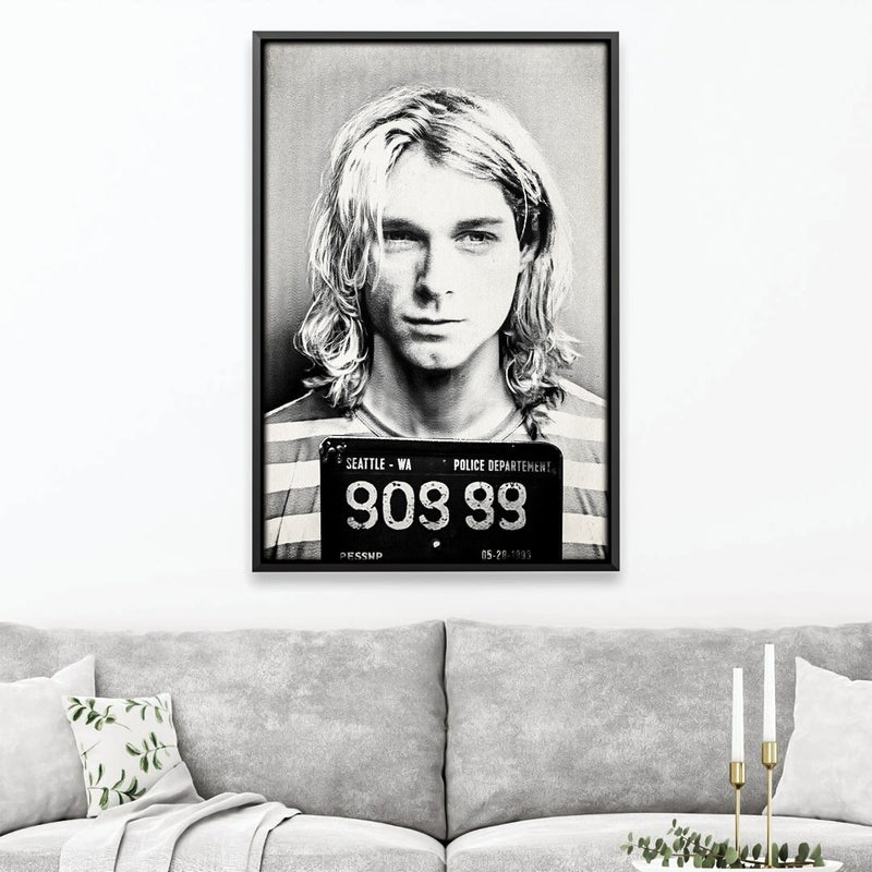 Cobain Mugshot Black Canvas