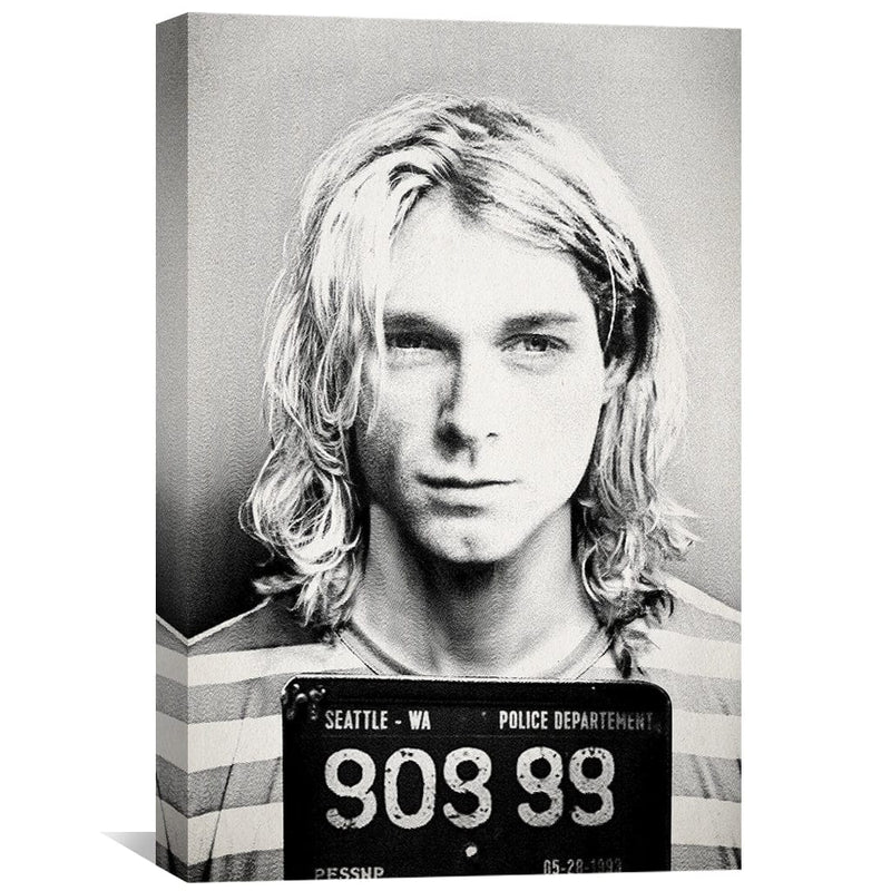 Cobain Mugshot Black Canvas