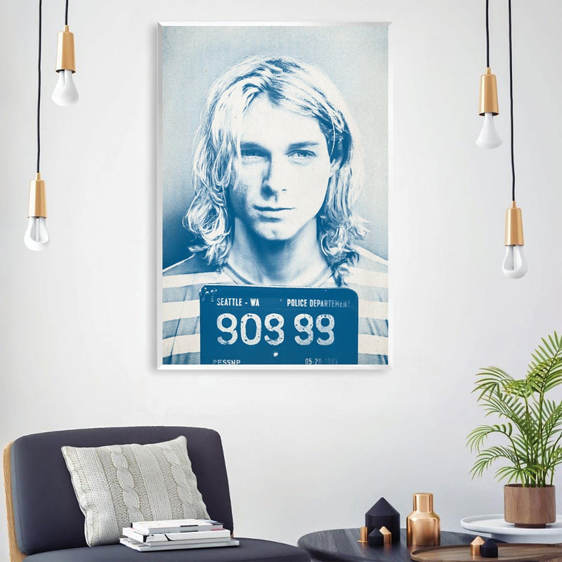 Cobain Mugshot Blue Canvas