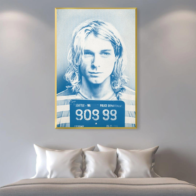 Cobain Mugshot Blue Canvas