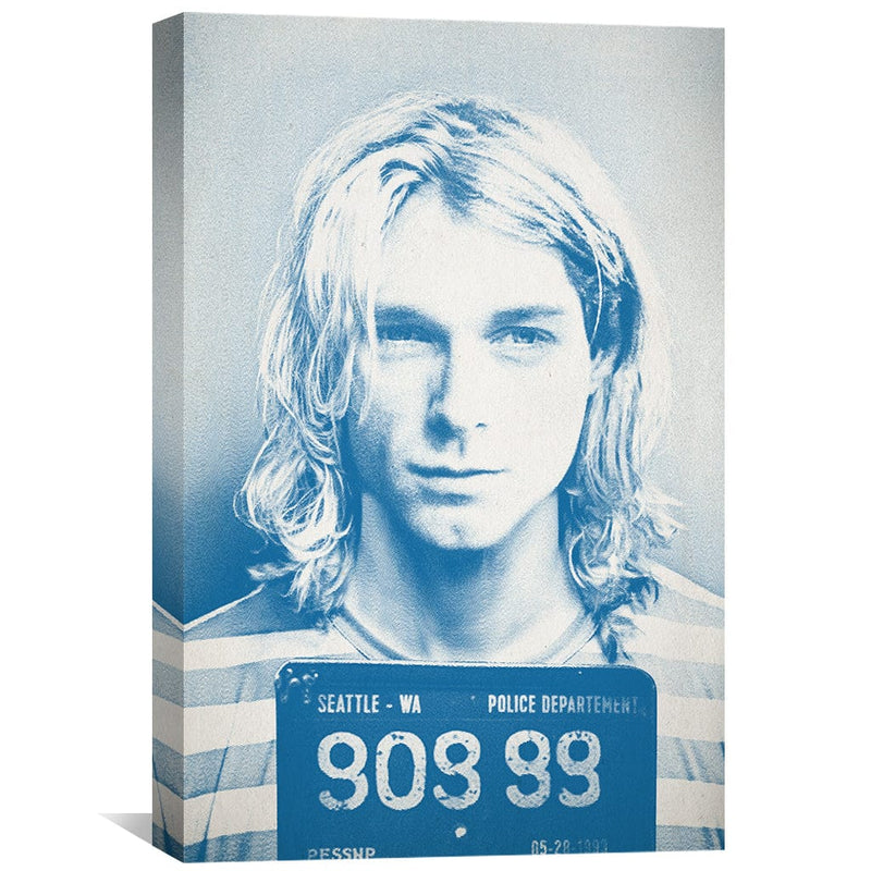 Cobain Mugshot Blue Canvas