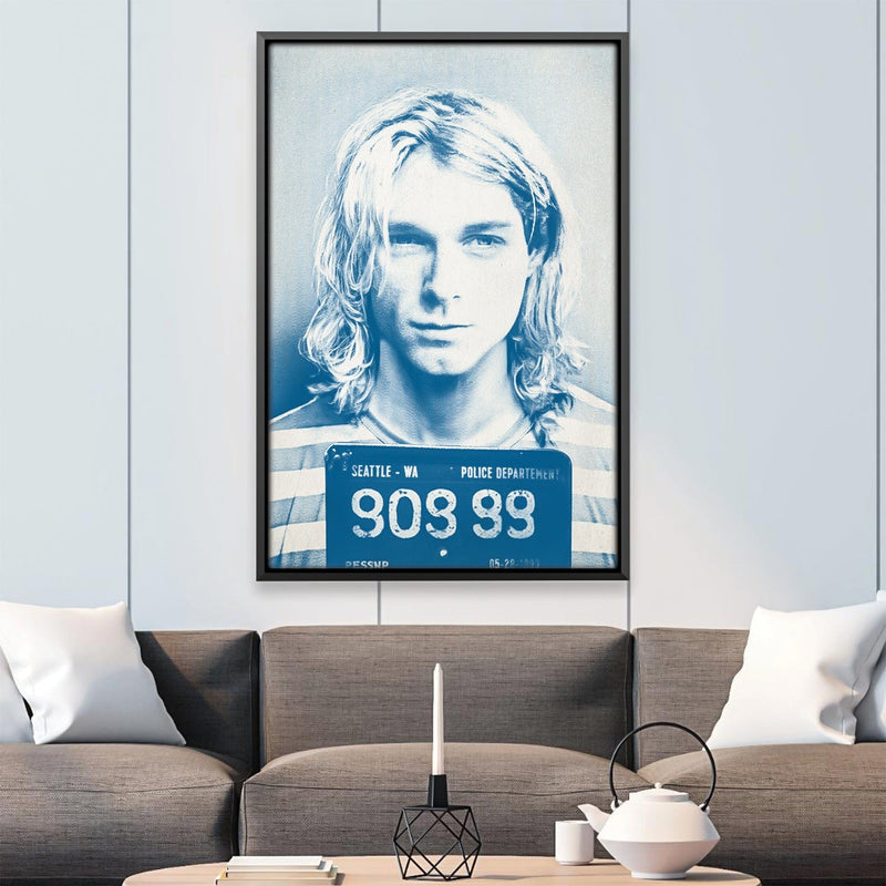 Cobain Mugshot Blue Canvas