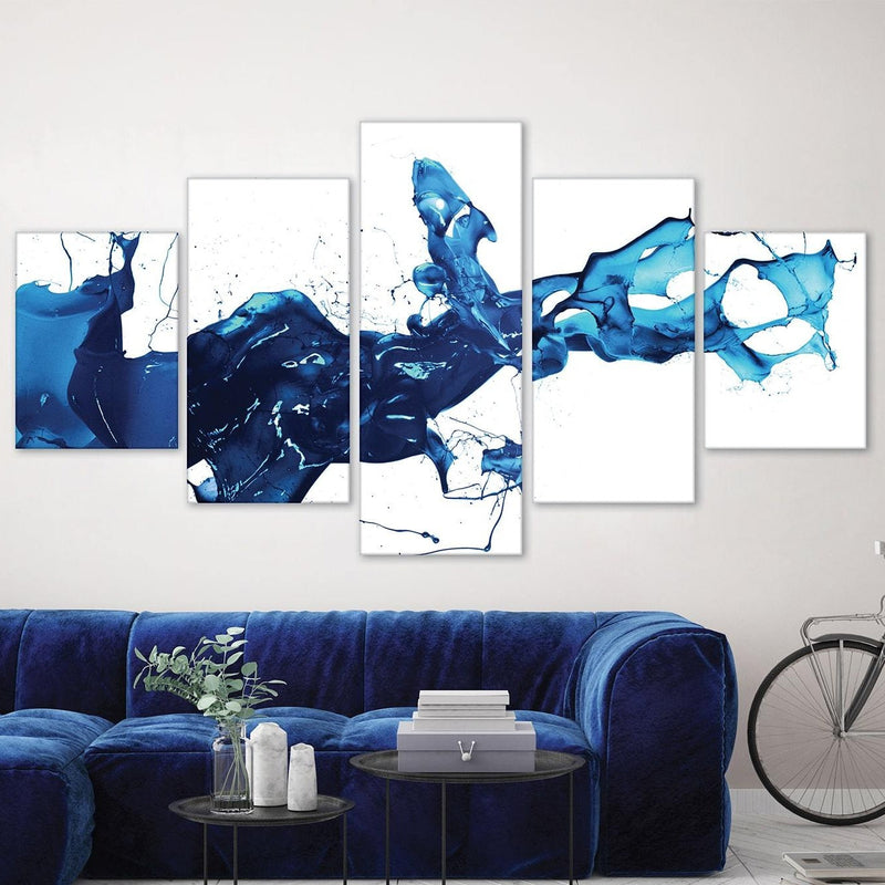 Cobalt Splash Canvas - 5 Panel