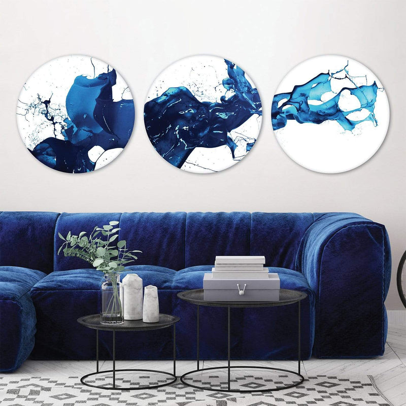 Cobalt Splash Canvas - Circle