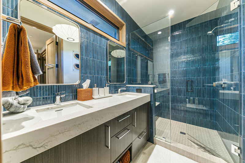 MSI Gems Cobalto Fluted Tile, installed in a room