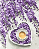 Coffee And Purple Flowers Art