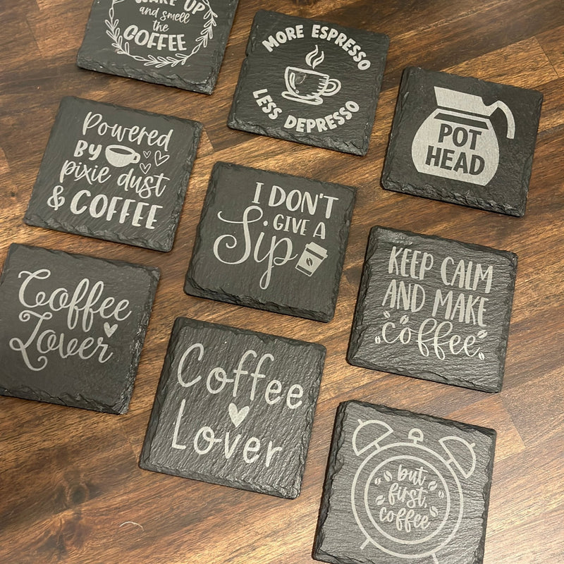 Coffee Lover Slate Coasters | Various Designs