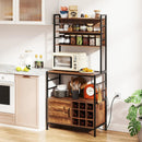 Coffee Bar Cabinet with S-Shaped Hooks and Wine Bottle Holders by LJGDeals
