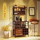 Coffee Bar Cabinet with S-Shaped Hooks and Wine Bottle Holders by LJGDeals