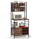 Coffee Bar Cabinet with S-Shaped Hooks and Wine Bottle Holders by LJGDeals