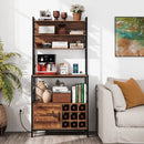 Coffee Bar Cabinet with S-Shaped Hooks and Wine Bottle Holders by LJGDeals