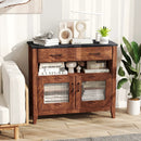 Coffee Bar Cabinet with 2 Drawers and 1 Open Compartment-Brown by LJGDeals