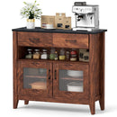 Coffee Bar Cabinet with 2 Drawers and 1 Open Compartment-Brown by LJGDeals