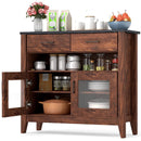 Coffee Bar Cabinet with 2 Drawers and 1 Open Compartment-Brown by LJGDeals