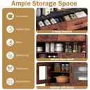 Coffee Bar Cabinet with 2 Drawers and 1 Open Compartment-Brown by LJGDeals