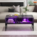Center Table with Faux Marble and Tempered Glass Top by LJGDeals