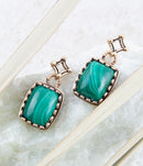 Cognate Green Malachite Post Drop Golden Earrings