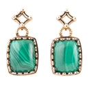 Cognate Green Malachite Post Drop Golden Earrings