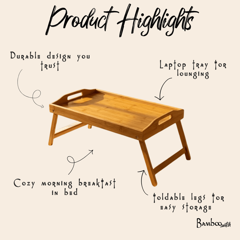 Collapsible Bamboo Bed Tray, photo 4 of 5