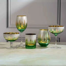 Green Pine Tree Stemless Wine Glasses by Jersey Art Glass