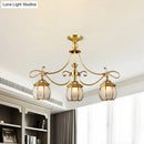 GobekUsa Colonial Lantern Island Light Fixture - 3-Light Ivory Glass Suspension Pendant in Gold for Dining Room