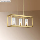 GobekUsa Colonial Gold Island Ceiling Light with Clear Glass and Metal Cage
