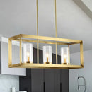 GobekUsa Colonial Gold Island Ceiling Light with Clear Glass and Metal Cage