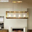 GobekUsa Colonial Gold Island Ceiling Light with Clear Glass and Metal Cage