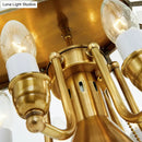 GobekUsa Opal Blown Glass Colonial Island Light with Gold Finish - 8-Head Hanging Pendant for Living Room