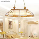 GobekUsa Opal Blown Glass Colonial Island Light with Gold Finish - 8-Head Hanging Pendant for Living Room