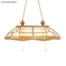 GobekUsa Opal Blown Glass Colonial Island Light with Gold Finish - 8-Head Hanging Pendant for Living Room