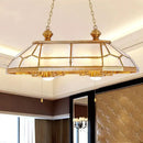 GobekUsa Opal Blown Glass Colonial Island Light with Gold Finish - 8-Head Hanging Pendant for Living Room