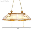 GobekUsa Opal Blown Glass Colonial Island Light with Gold Finish - 8-Head Hanging Pendant for Living Room