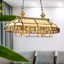 GobekUsa Faceted Island Lighting Fixture - 6-Headed White Glass Pendant Ceiling Light in Gold, Colonial Style