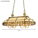GobekUsa Faceted Island Lighting Fixture - 6-Headed White Glass Pendant Ceiling Light in Gold, Colonial Style