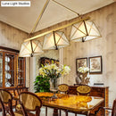 GobekUsa Colonial Style Opal Glass Pendant Light with Tapered Island Design - 3 Bulbs, Brass Finish