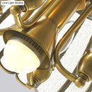 GobekUsa Gold Colonial Style Bubble Glass Pendant Ceiling Light for Kitchen with 10 Scallop Accented Heads